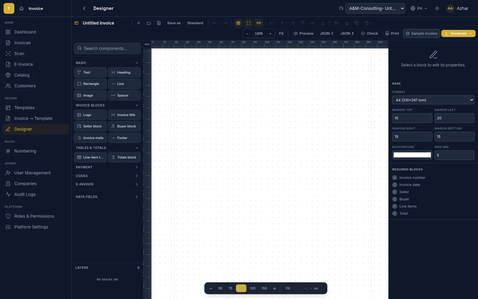 Design the document, bind the data