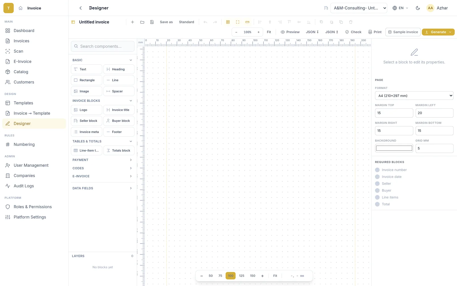 Design the document, bind the data
